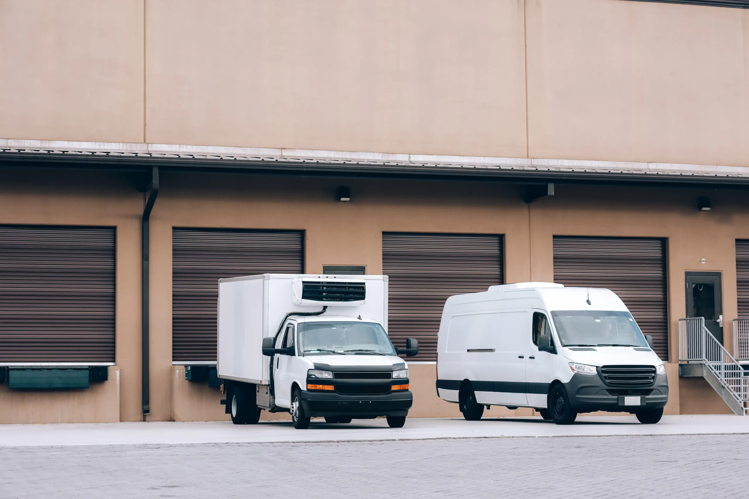 healthcare_transportation_service_trucks_outside_warehouse